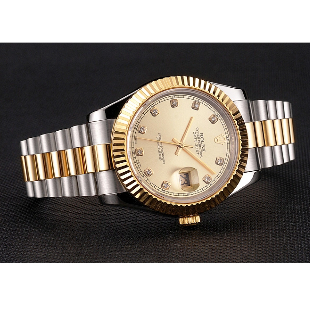 Aaa replica watch Swiss Dial Bracelet Tone Steel Datejust Bezel Case Rolex Stainless Two And Gold 0705